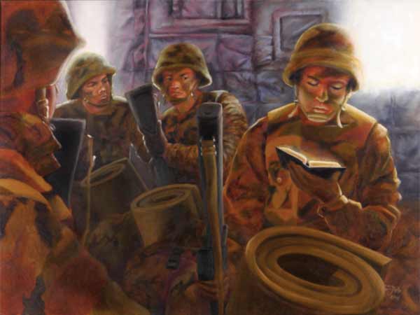 Psalm 23 for the military series: A Marine finding strength from the Words of his God while in a chopper headed for combat